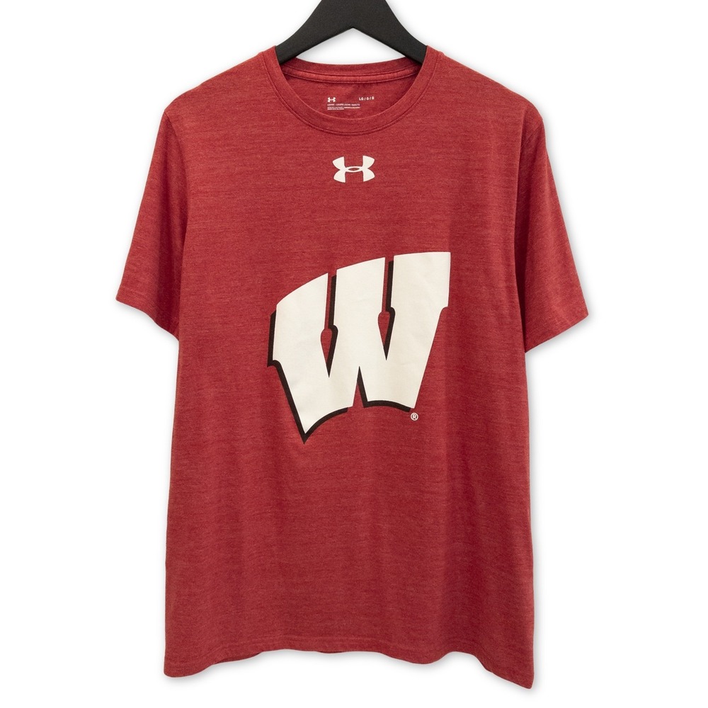 Under Armour Wisconsin Badgers Tee Unisex‎ L Red Logo T Shirt College Sports Fan